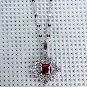 Beautiful Silver & Red Stone Necklace